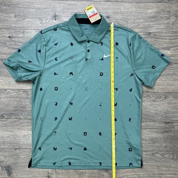 Nike Golf Polo Shirt Sz Large Mens Dri Fit Tour Novelty Icon Print Short Sleeve - Picture 2 of 11